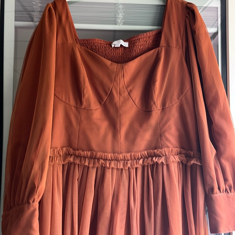 Burnt Orange Knee Length Gown